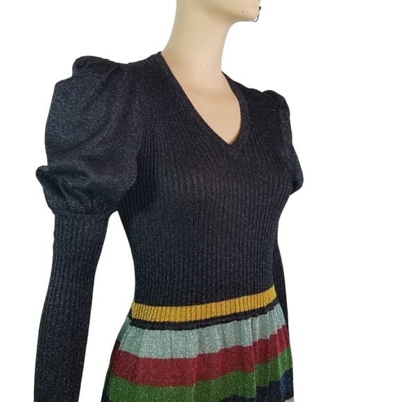 Vtg 70s Young East metallic knit long sleeve maxi dress - Picture 2 of 12